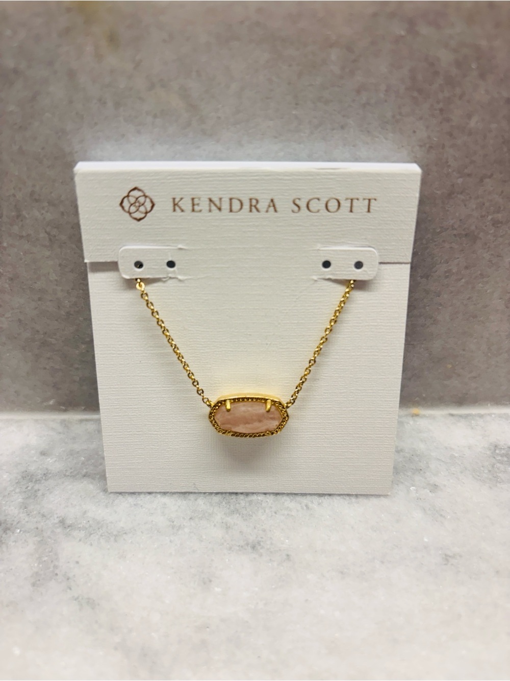 Kendra Scott Gold Necklace with Pale Pink Stone
